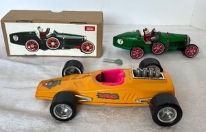 lot 111N image: Vintage Nylint and Jaya Toy Race Cars with Key and Box