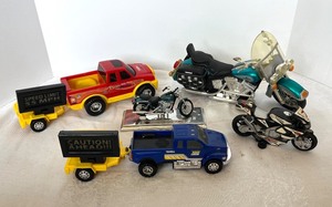 lot 112N image: Set of Toy Tonka Trucks and Motorcycles with Accessories
