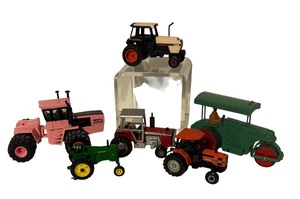 lot 677R image: LL - Collection of Vintage Toy Tractors and Road Roller Assorted Models