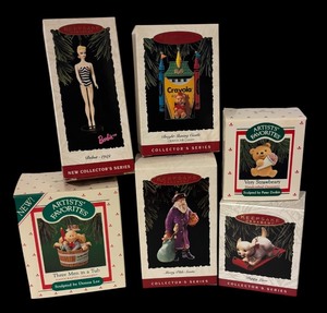lot 678R image: LL - Set of 6 Hallmark Keepsake Ornaments Collectors Series Assorted Designs