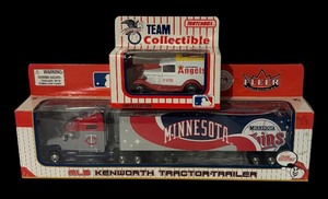 lot 729R image: LL - Minnesota Twins Kenworth Tractor-Trailer and California Angels 1990 Matchbox Team Collectible Trucks