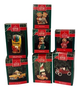 lot 735R image: LL - Set of 7 Hallmark Keepsake Ornaments with Boxes - Assorted Themes