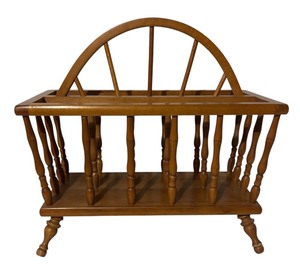 lot 753R image: LL - Vintage Wooden Magazine Stand with Spindle Sides
