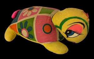 lot 757R image: LL - Vintage Turtle Plush Toy with Floral Design by Sanwel