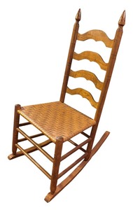 lot 784R image: LL - Vintage Ladderback Rocking Chair with Woven Seat