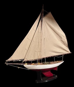lot 785R image: LL - Large Sailboat Model with Canvas Sails