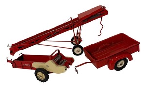 lot 795R image: LL - Lot of 3 Vintage Red Farm Tractor Implements
