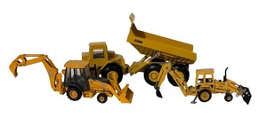 lot 798R image: LL - Ertl Construction Toy Lot Ford and John Deere Tractors and CAT D350D Dump Truck