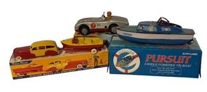 lot 805R image: LL - Collection of 3 Vintage-Style Tin and Plastic Toy Vehicles