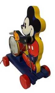 lot 824R image: LL - Vintage Fisher-Price Mickey Mouse Drummer Pull Toy