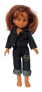 lot 830R image: LL - Vintage Corolle Doll with Red Hair and Denim Outfit