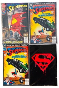 lot 688H image: K - Set of 4 Vintage DC Superman and Supergirl Comics Funeral for a Friend