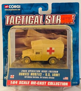 lot 689H image: LR - Corgi Tactical Strike 164 Scale Humvee M997A2 Die-Cast Model