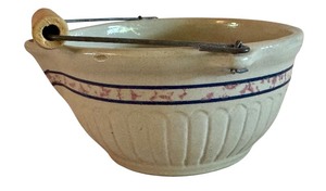 lot 30X image: K - Red Wing Stoneware Prime Steam Lard Crock with Bail Handle