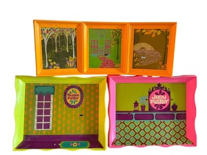 lot 62X image: LR - Vintage Susie Flatsy and Judy Flatsy Playset Room Panels Lot