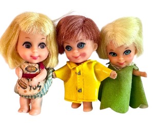 lot 78X image: LR - Set of 3 Vintage Little Kiddles Dolls with Original Outfits