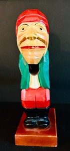 lot 537C image: LR - Hand-Carved Wooden Nutcracker Figure with Movable Lever