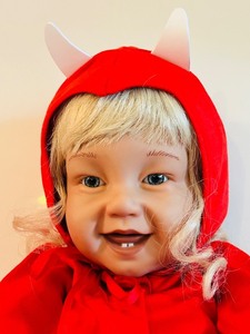 lot 545C image: DR - Pat Secrist Laughing Devil Doll with Red Costume and Blonde Hair