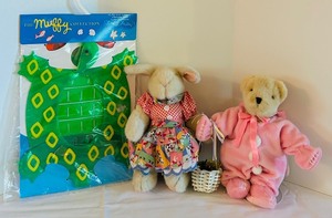 lot 547C image: DR - Muffy VanderBear Plush Easter Bunny, Bunny Friend, and Inflatable Turtle Float Set