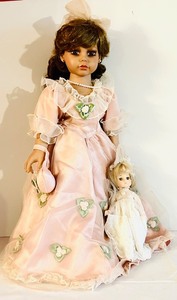 lot 615C image: DRLR - Cracker Barrel Porcelain Victorian Doll with Miniature Bride Doll