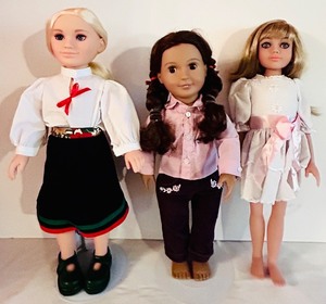 lot 732C image: DR - Set of 3 20-Inch Battat and Fashion Dolls