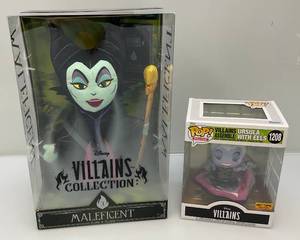 lot 63 image: Misc. Collectible Villains Figurines Including FUNKO Pop Ursula & Disney Villains Collection Limited Release Maleficent Has Crack In Plastic On Box (Both NIB)