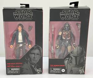 lot 98 image: STAR WARS The Black Series The Mandalorian, Obi-Wan Kenobi & Han Solo (NIB)