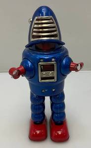 lot 148 image: Vintage Tin Litho Wind Up Planet Robot (Works) Walks And Sparks