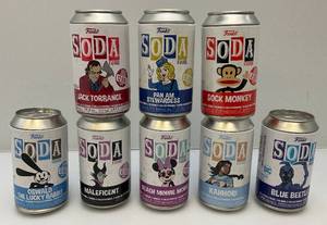 lot 178 image: Misc. FUNKO Pop Soda Can Figures Including Villains (Maleficent) And More (New In Tin Can)