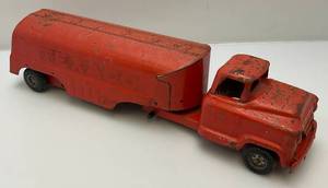 lot 183 image: 1950s-60s Buddy L Pressed Steel Texaco Tanker In Need Of Restoration (Missing Some Wheels And Decals)