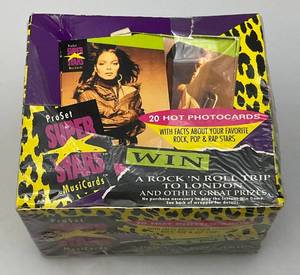 lot 198 image: 1991 Vintage Proset Super Stars MusiCards Series 1 Hobby Box (Factory Sealed)