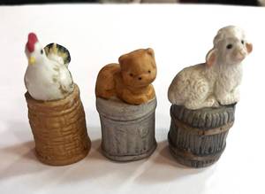lot 243 image: Lamb, Cat and Chicken Thimbles