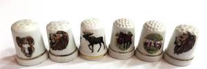 lot 241 image: 6 Thimbles with Animals