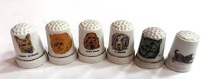lot 236 image: 6 Cat and Dog Thimbles