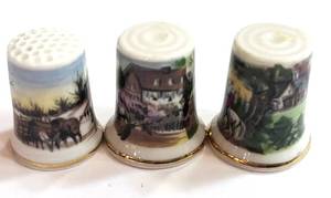 lot 233 image: 3 Country Scene Thimbles