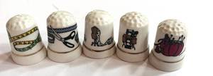 lot 228 image: 5 Sewing Themed Thimbles