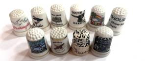 lot 220 image: 10 Souvenir State Thimbles
