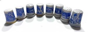 lot 130 image: 8 Currier and Ives Style Thimbles