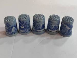 lot 127 image: 5 Currier and Ives Thimbles