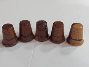 lot 112 image: 5 Wooden Souvenir Thimbles