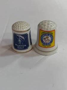 lot 24 image: Morton Salt and Arm and Hammer Baking Soda Advertising Thimbles