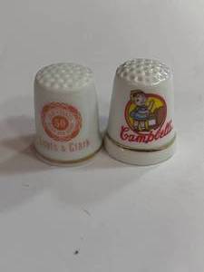 lot 30 image: Coats and Clark and Campbells Soup Advertising Thimbles