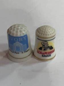 lot 7 image: Lea & Perrins and Ivory Soap Advertising Thimbles