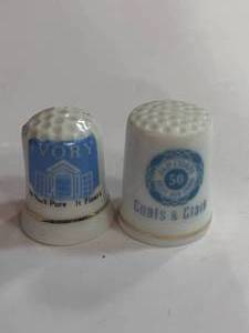 lot 10 image: Coats and Clark and Ivory Soap Advertising Thimbles