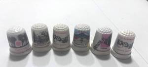 lot 68 image: 6 Souvenir Thimbles South Dakota, Florida, Virginia, New York
