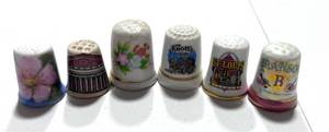 lot 80 image: 6 Souvenir Thimbles Minnesota, South Dakota, St. Louis, Branson, Yellowstone