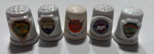 lot 85 image: 5 Souvenir Thimbles Branson, Duluth, Lincoln City, Kansas