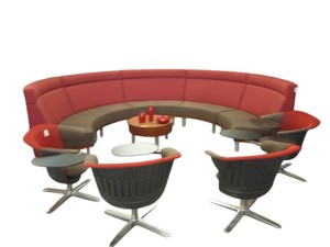 lot 3 image: Circular Guest Seating Cofee Table and 4 Chairs
