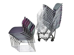 lot 36 image: 23 Stacking Chairs with Cart