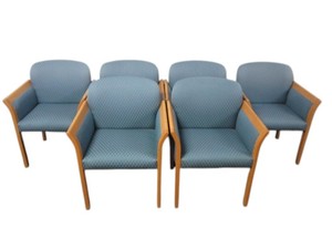 lot 39 image: 6 Blue Guest Chairs